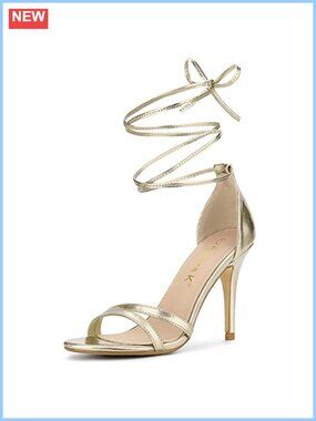 Lace Up Stiletto Heeled Sandals Open Toe PU Party Shoes